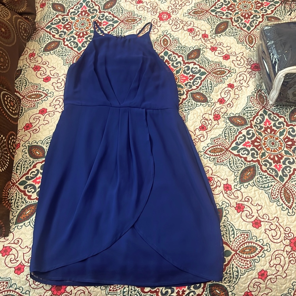 LuLu’s royal blue halter dress
